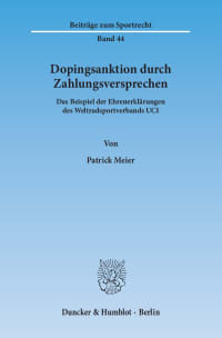 Cover Dopingsanktion durch Zahlungsversprechen