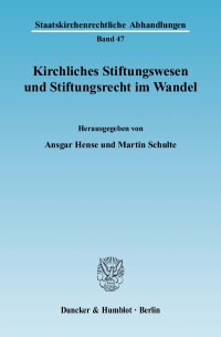 Cover Kirchliches Stiftungswesen und Stiftungsrecht im Wandel