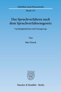 Cover Das Spruchverfahren nach dem Spruchverfahrensgesetz