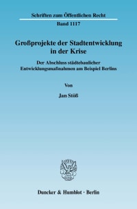 Cover Großprojekte der Stadtentwicklung in der Krise