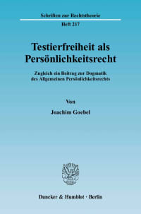 Cover Testierfreiheit als Persönlichkeitsrecht