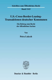 Cover U.S.-Cross-Border-Leasing-Transaktionen deutscher Kommunen