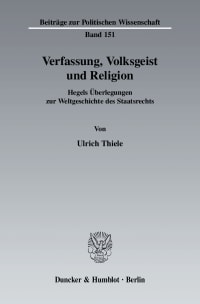 Cover Verfassung, Volksgeist und Religion