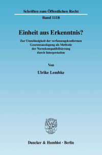 Cover Einheit aus Erkenntnis?