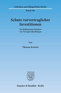 Cover Schutz vorvertraglicher Investitionen