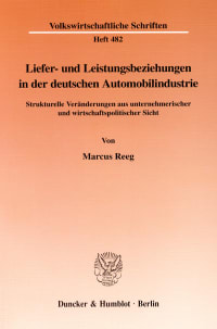 Cover Liefer- und Leistungsbeziehungen in der deutschen Automobilindustrie