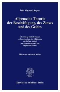 Cover Allgemeine Theorie der Beschäftigung, des Zinses und des Geldes