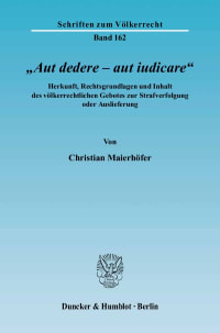 Cover »Aut dedere – aut iudicare«