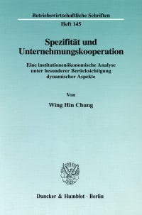 Cover Spezifität und Unternehmungskooperation