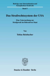 Cover Das Strafrechtssystem der USA