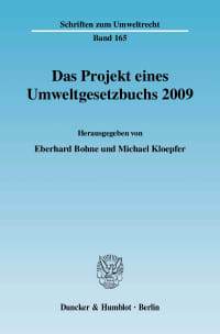 Cover Das Projekt eines Umweltgesetzbuchs 2009