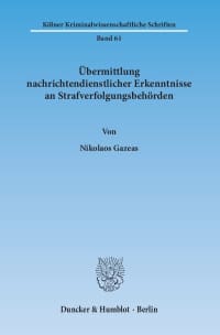 Cover Übermittlung nachrichtendienstlicher Erkenntnisse an Strafverfolgungsbehörden