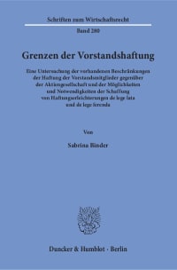 Cover Grenzen der Vorstandshaftung