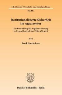 Cover Institutionalisierte Sicherheit im Agrarsektor