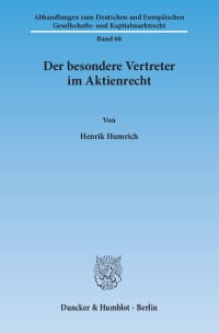 Cover Der besondere Vertreter im Aktienrecht