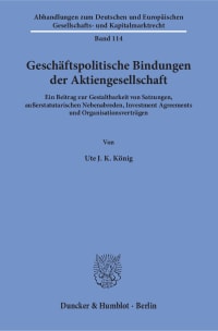 Cover Geschäftspolitische Bindungen der Aktiengesellschaft