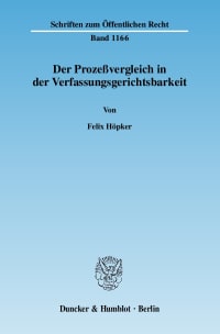 Cover Der Prozeßvergleich in der Verfassungsgerichtsbarkeit