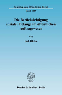 Cover Die Berücksichtigung sozialer Belange im öffentlichen Auftragswesen