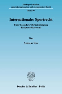 Cover Internationales Sportrecht