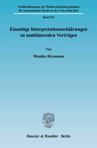 Cover Einseitige Interpretationserklärungen zu multilateralen Verträgen