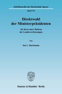 Cover Direktwahl der Ministerpräsidenten