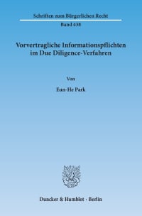 Cover Vorvertragliche Informationspflichten im Due Diligence-Verfahren