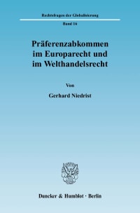 Cover Präferenzabkommen im Europarecht und im Welthandelsrecht