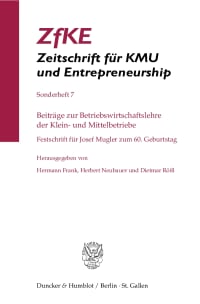 Cover Beiträge zur Betriebswirtschaftslehre der Klein- und Mittelbetriebe