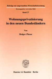 Cover Wohnungsprivatisierung in den neuen Bundesländern