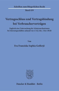 Cover Vertragsschluss und Vertragsbindung bei Verbraucherverträgen