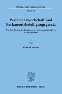 Cover Parlamentsvorbehalt und Parlamentsbeteiligungsgesetz