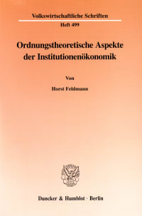 Cover Ordnungstheoretische Aspekte der Institutionenökonomik