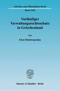 Cover Vorläufiger Verwaltungsrechtsschutz in Griechenland