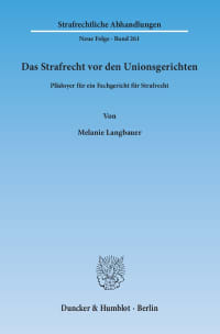 Cover Das Strafrecht vor den Unionsgerichten