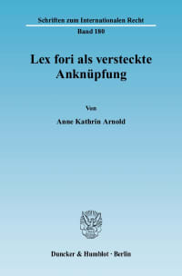 Cover Lex fori als versteckte Anknüpfung