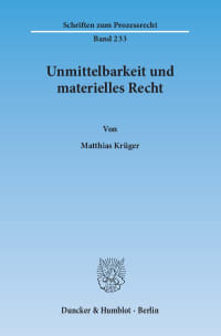 Cover Unmittelbarkeit und materielles Recht