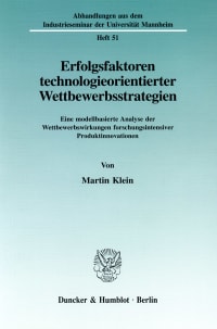 Cover Erfolgsfaktoren technologieorientierter Wettbewerbsstrategien