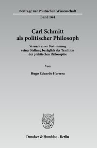 Cover Carl Schmitt als politischer Philosoph