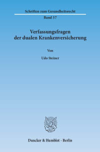 Cover Verfassungsfragen der dualen Krankenversicherung