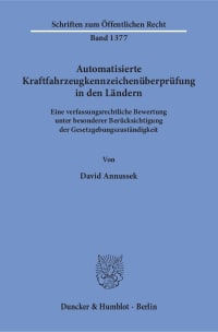 Cover Automatisierte Kraftfahrzeugkennzeichenüberprüfung in den Ländern