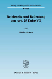 Cover Reichweite und Bedeutung von Art. 25 EuInsVO