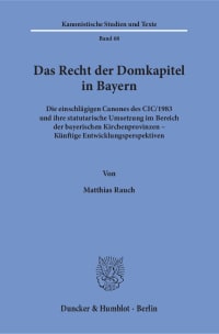 Cover Das Recht der Domkapitel in Bayern