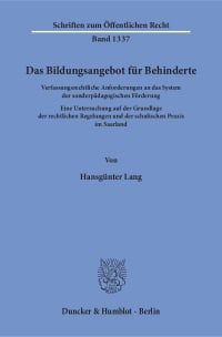 Cover Das Bildungsangebot für Behinderte