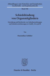 Cover Schiedsbindung von Organmitgliedern