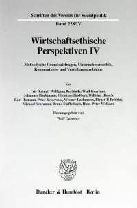 Cover Wirtschaftsethische Perspektiven IV