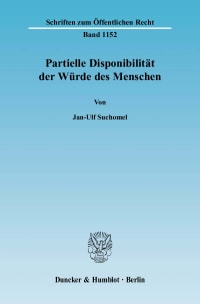 Cover Partielle Disponibilität der Würde des Menschen