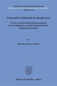 Cover Finanzielle Solidarität im Bundesstaat