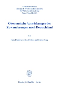 Cover Ökonomische Auswirkungen der Zuwanderungen nach Deutschland