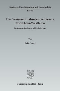 Cover Das Wasserentnahmeentgeltgesetz Nordrhein-Westfalen