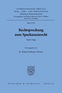 Cover Rechtsprechung zum Sparkassenrecht